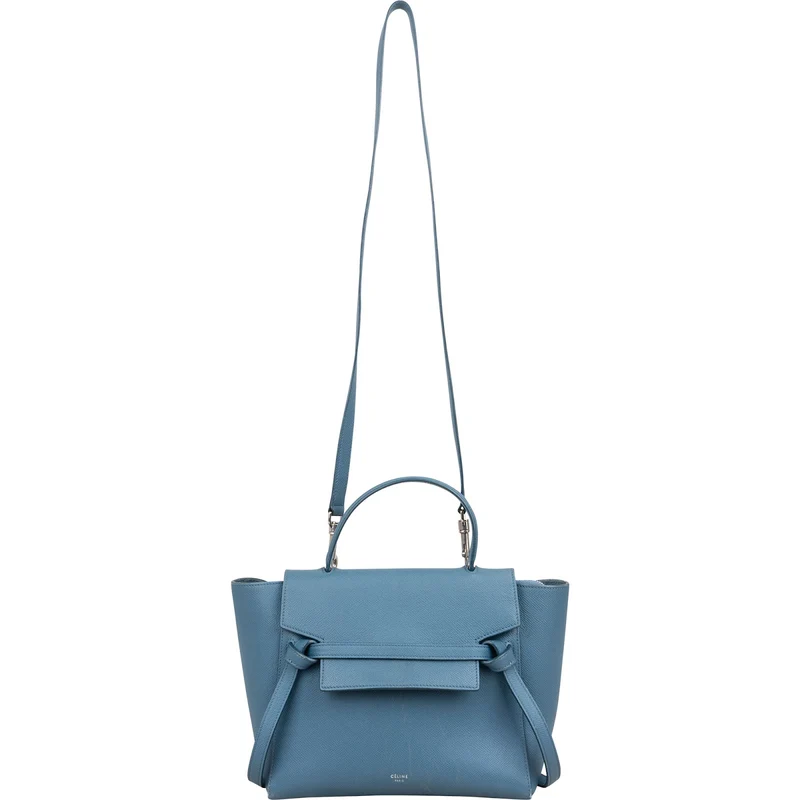 Céline Blue Grained Calfskin Small Belt Handbag