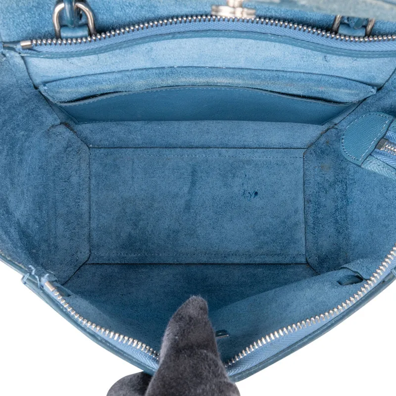 Céline Blue Grained Calfskin Small Belt Handbag