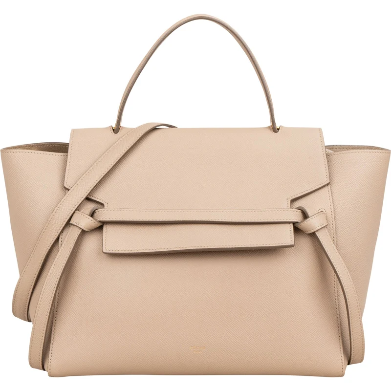 Celine Beige Grained Calfskin Belt Handbag