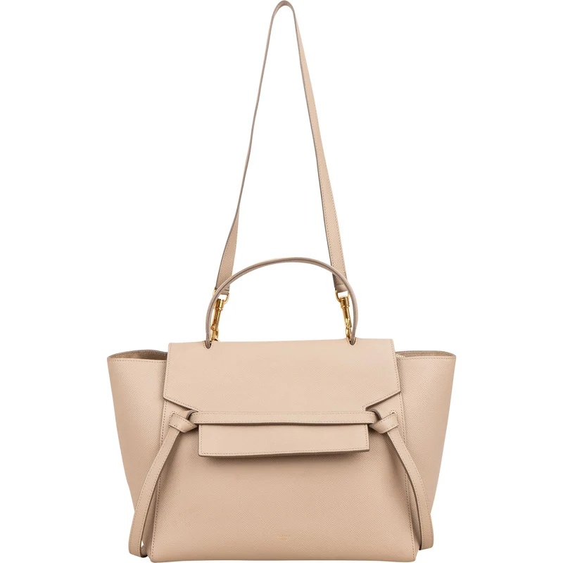 Celine Beige Grained Calfskin Belt Handbag