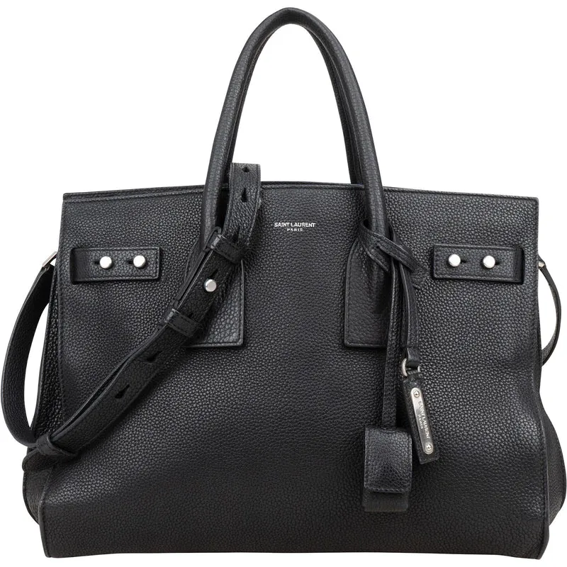 Saint Laurent Grained Leather Sac de Jour Handbag