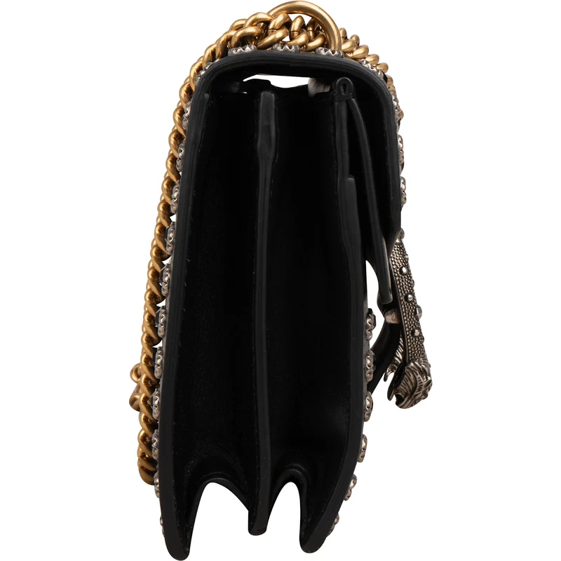 Gucci Black Soft Leather Dionysus Studded Shoulder Bag