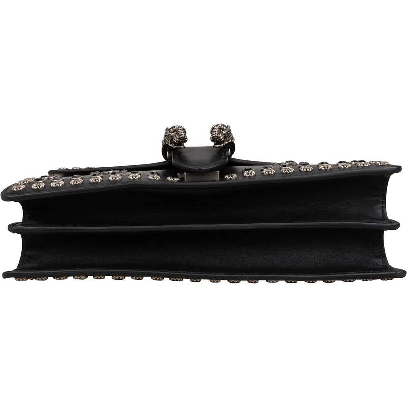 Gucci Black Soft Leather Dionysus Studded Shoulder Bag