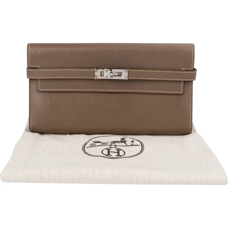 Hermès Epsom Leather Palladium Kelly Wallet
