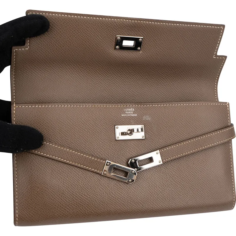 Hermès Epsom Leather Palladium Kelly Wallet