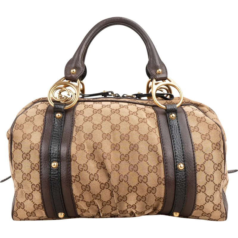 Gucci Monogram GG Canvas Interlocking G Soft Boston 35 Handbag