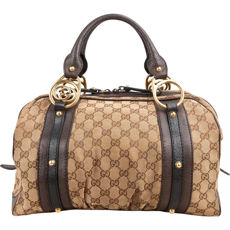 Gucci Monogram GG Canvas Interlocking G Soft Boston 35 Handbag