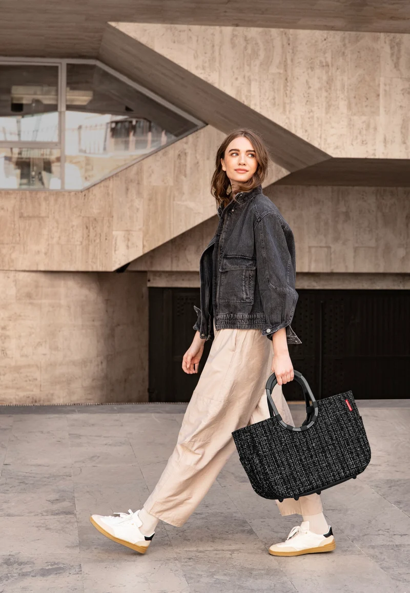 Loopshopper L Bouclé Black - Einkaufskorb