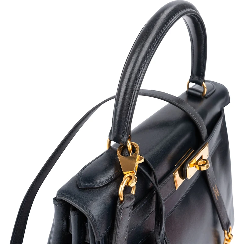 Hermès Blue Boxcalf Leather Kelly 28 Handbag