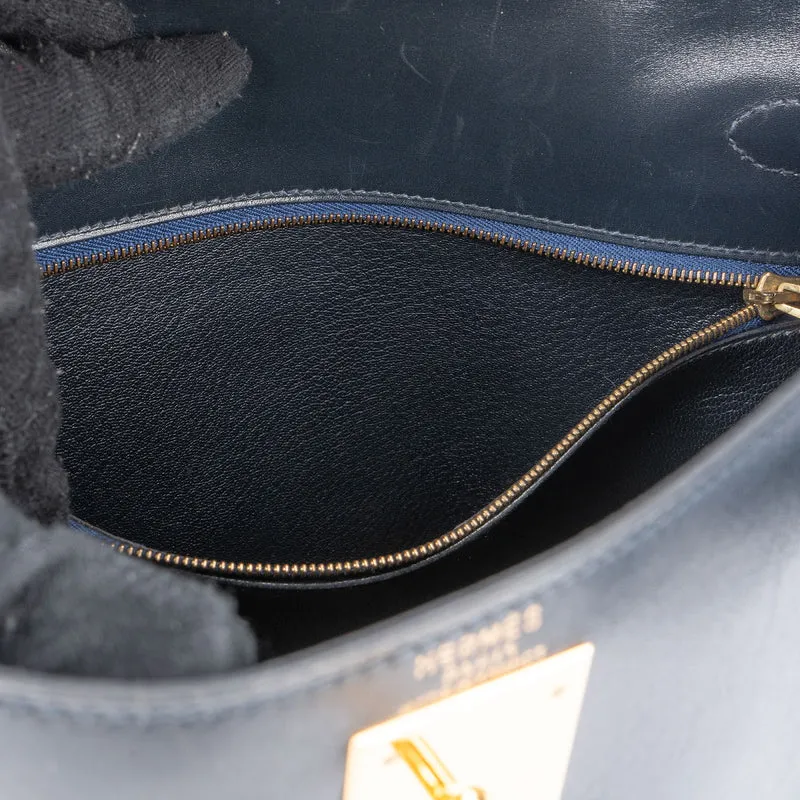 Hermès Blue Boxcalf Leather Kelly 28 Handbag
