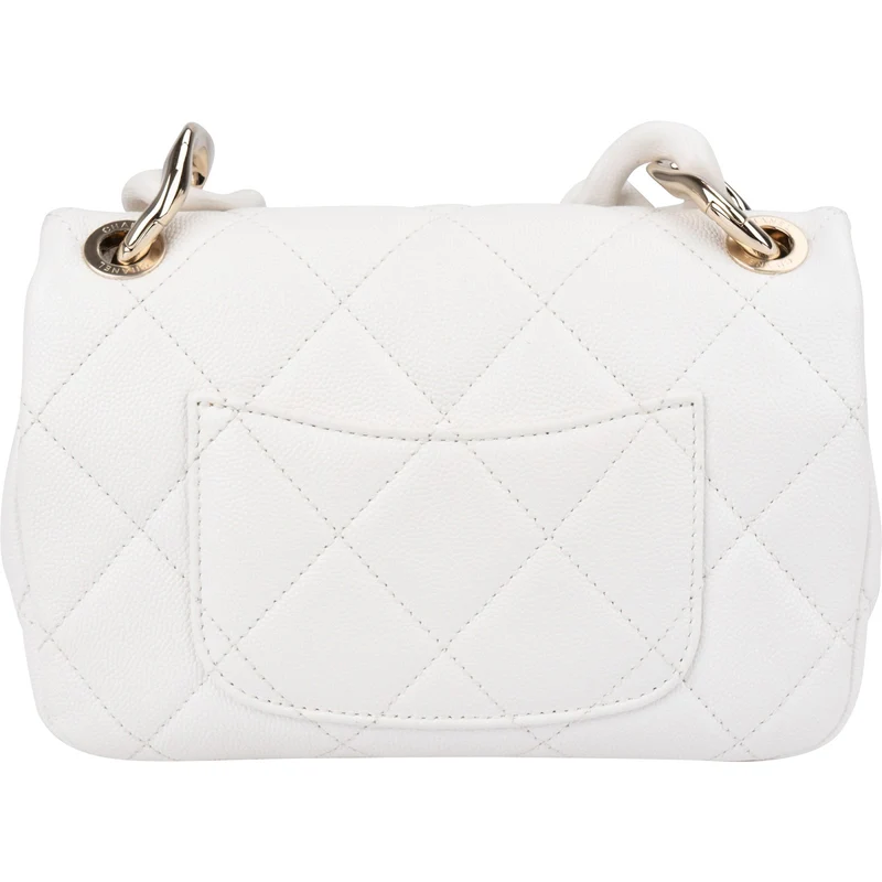 Chanel Quilted Caviar Leather Chunky Chain Rectangular Single Flap Shoulder Bag