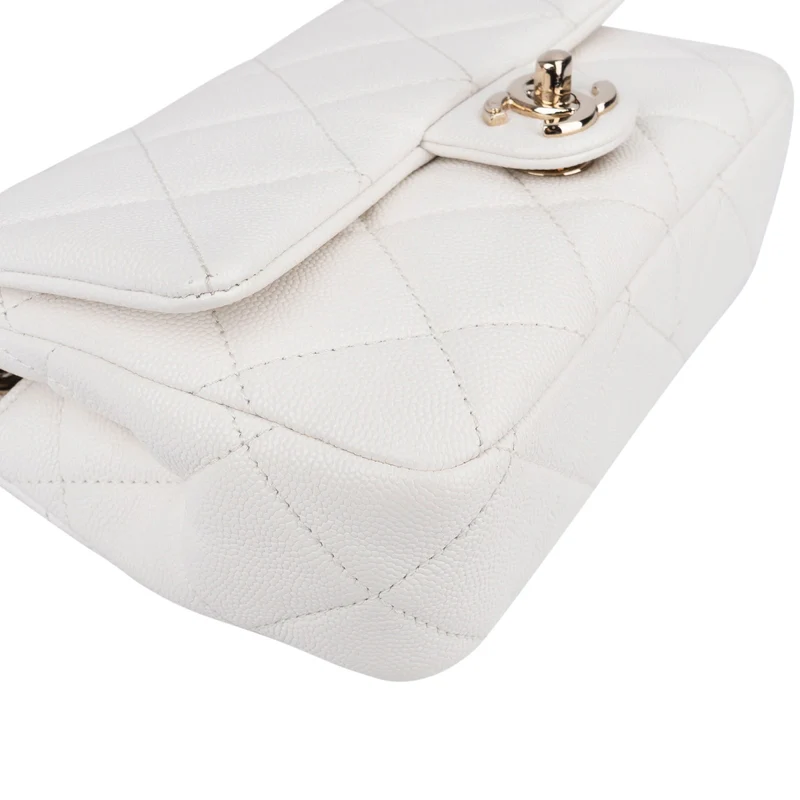 Chanel Quilted Caviar Leather Chunky Chain Rectangular Single Flap Shoulder Bag