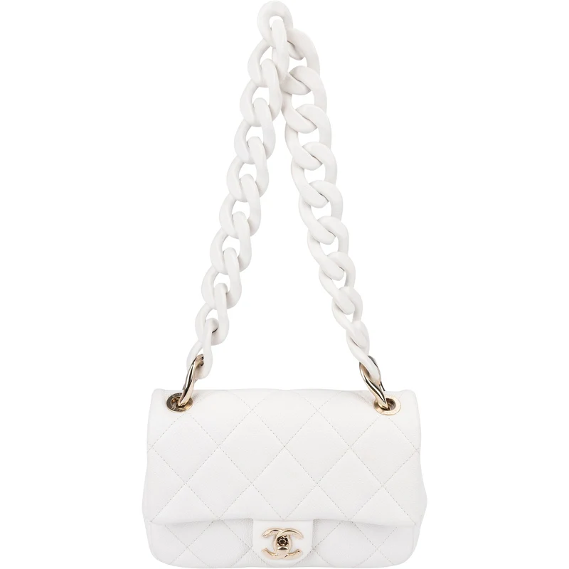 Chanel Quilted Caviar Leather Chunky Chain Rectangular Single Flap Shoulder Bag