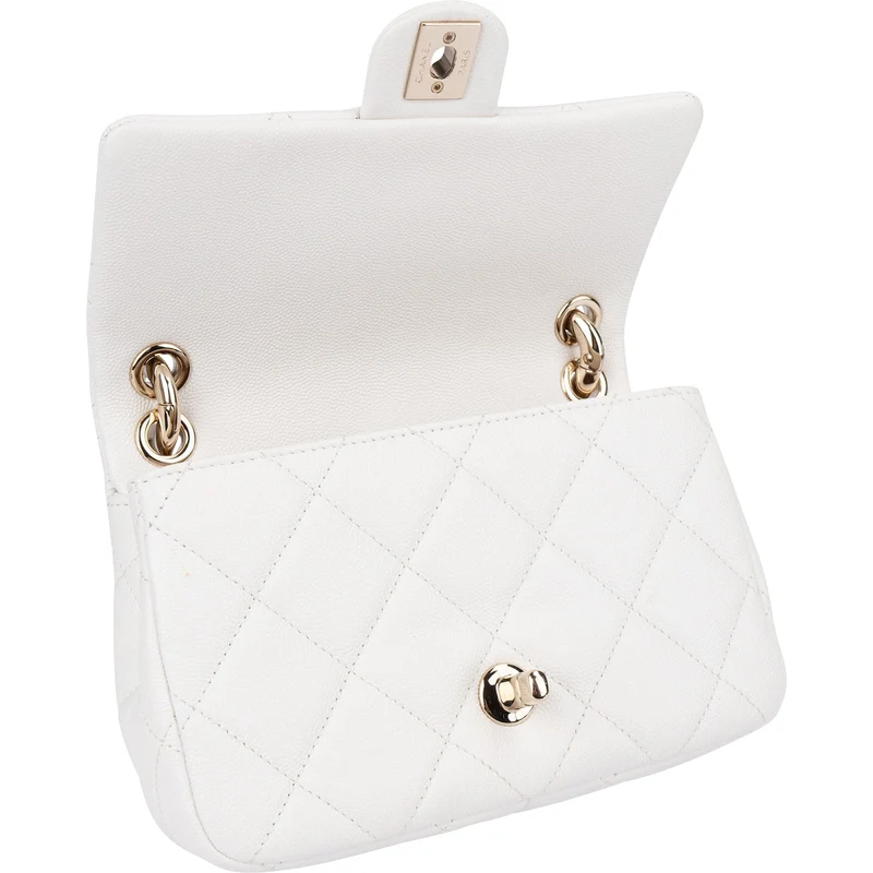 Chanel Quilted Caviar Leather Chunky Chain Rectangular Single Flap Shoulder Bag