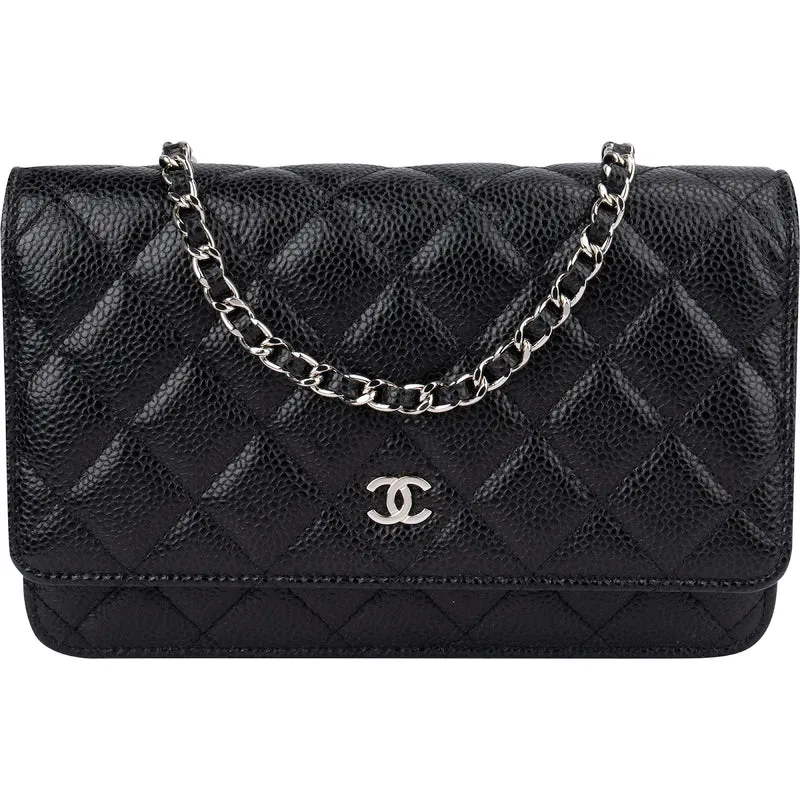 Chanel Quilted Caviar Leather Wallet On Chain Crossbody Bag