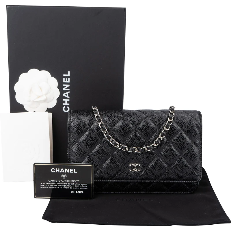 Chanel Quilted Caviar Leather Wallet On Chain Crossbody Bag