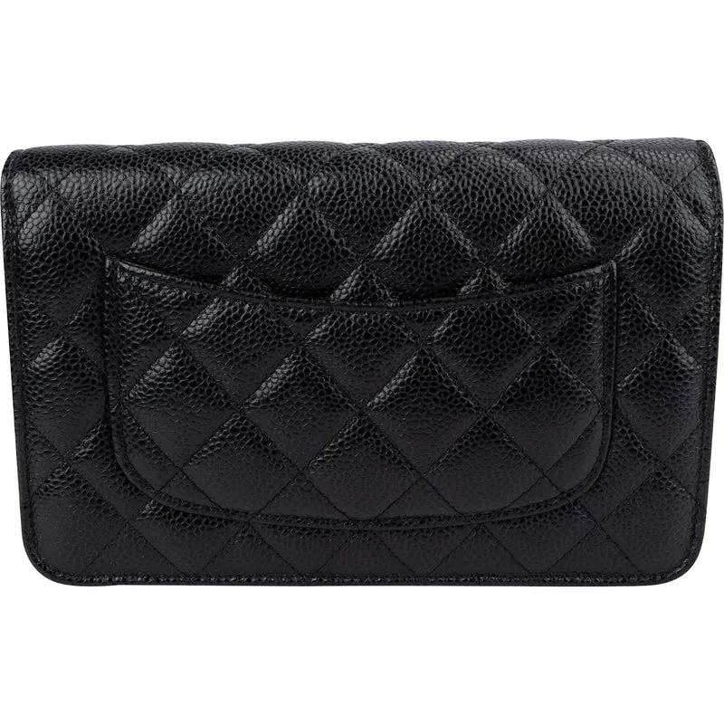 Chanel Quilted Caviar Leather Wallet On Chain Crossbody Bag