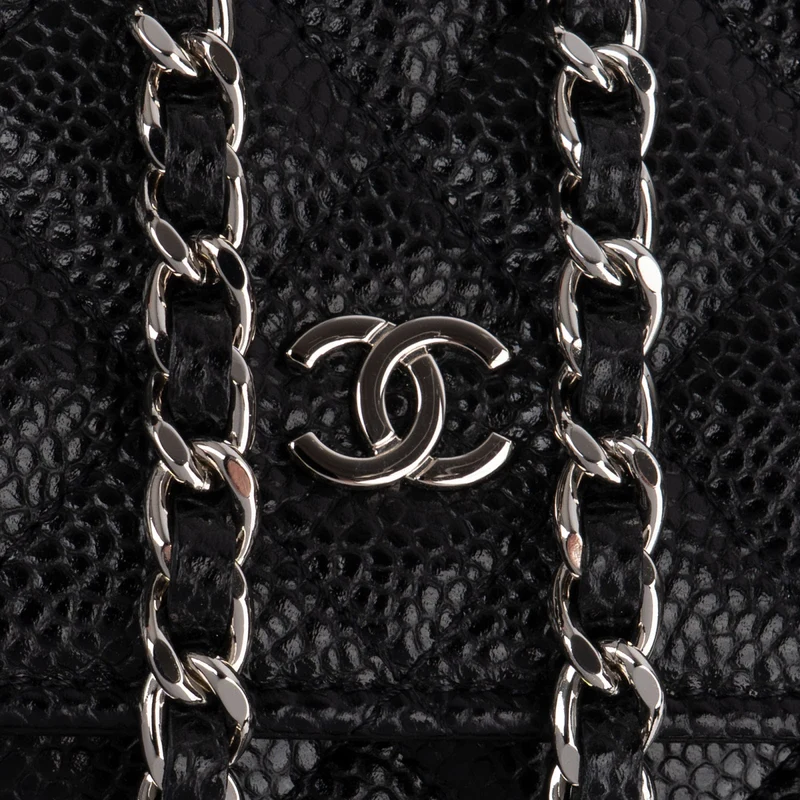Chanel Quilted Caviar Leather Wallet On Chain Crossbody Bag