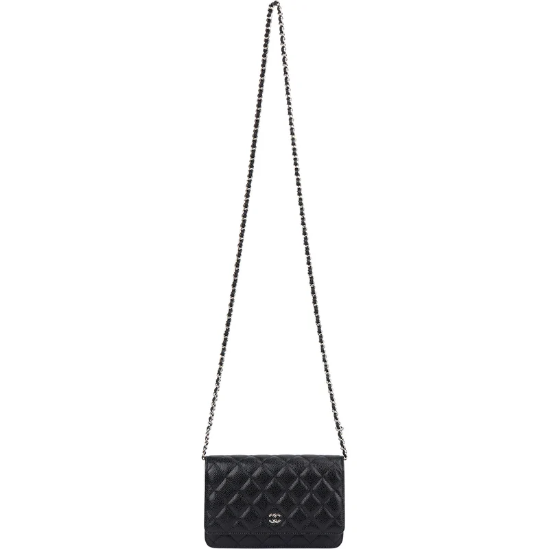 Chanel Quilted Caviar Leather Wallet On Chain Crossbody Bag