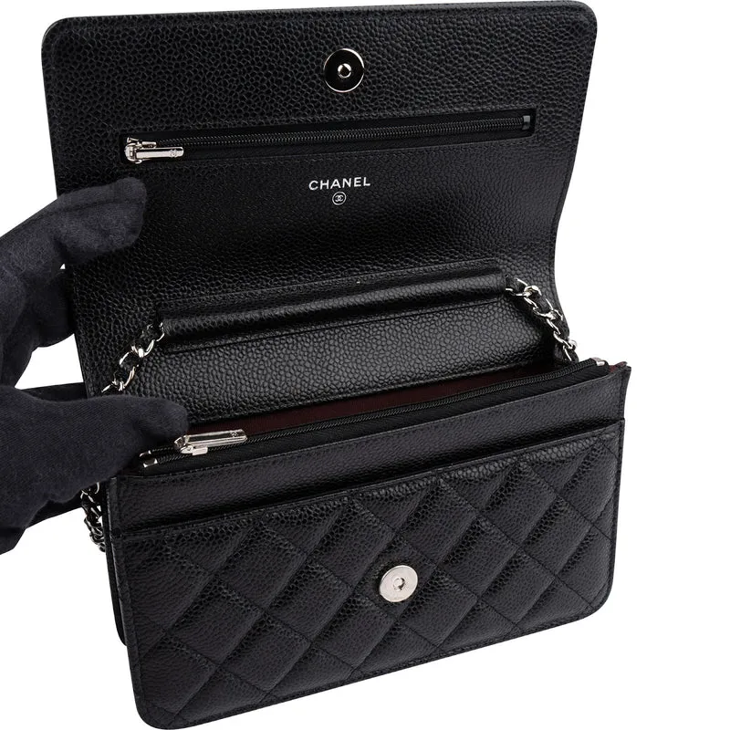 Chanel Quilted Caviar Leather Wallet On Chain Crossbody Bag