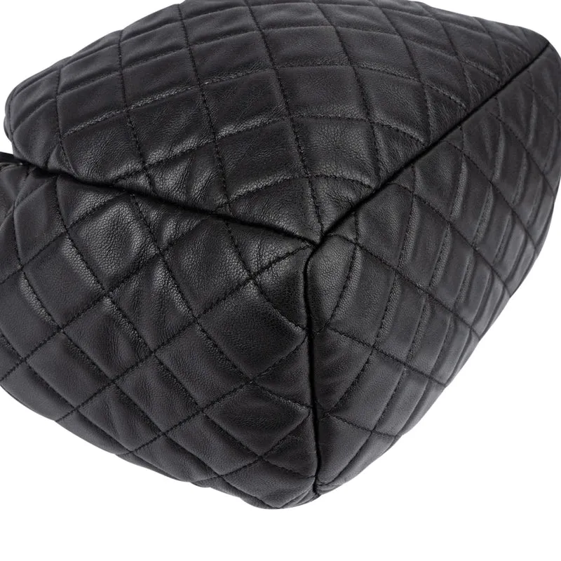 Chanel Quilted Lambskin Palladium CC Drawstring Bucket Handbag
