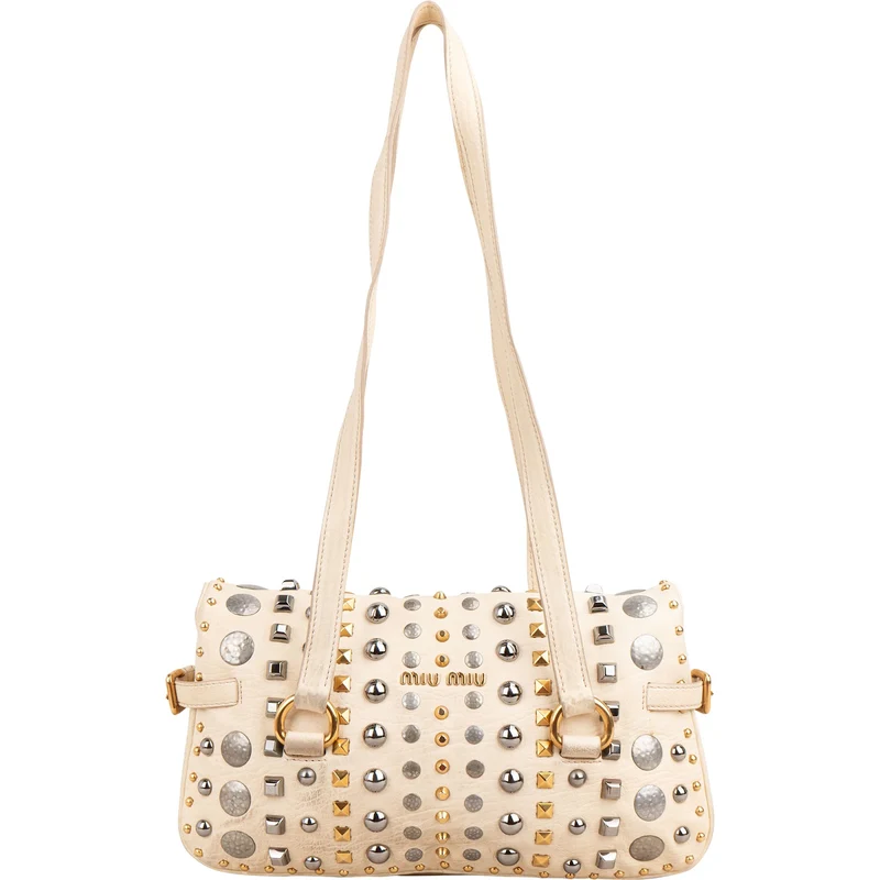 Miu Miu Studded Leather Turnlock Shoulder Bag