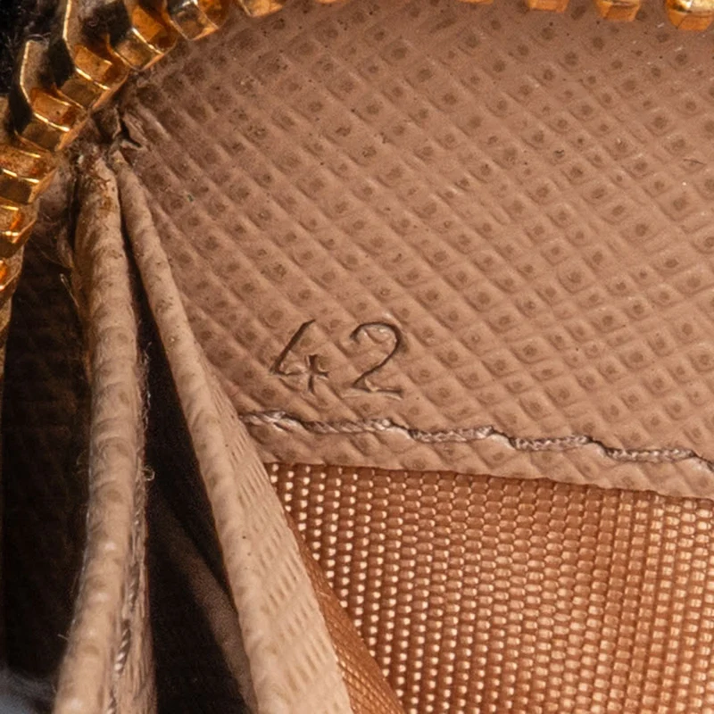 Prada Beige Saffiano Leather Zip Around Wallet