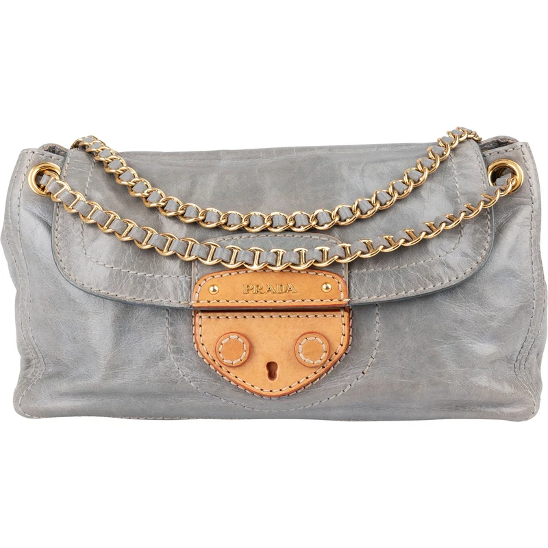 Prada Vitello Antic Leather Flap Crossbody Bag