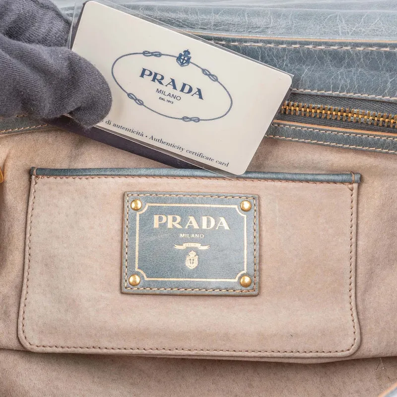 Prada Vitello Antic Leather Flap Crossbody Bag