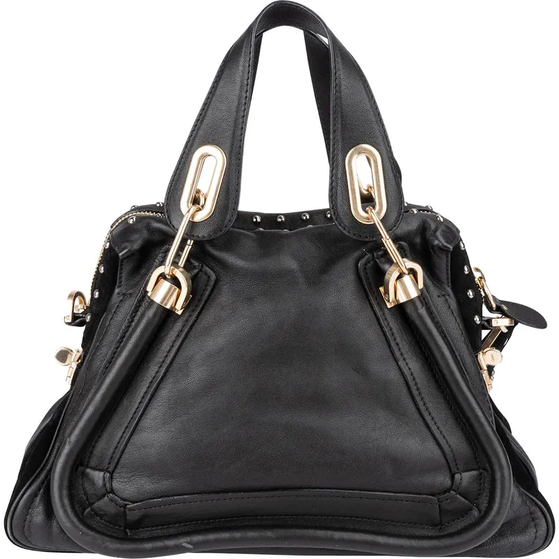 Chloé Limited Edition Leather & Suede Studded Paraty Shoulder Handbag