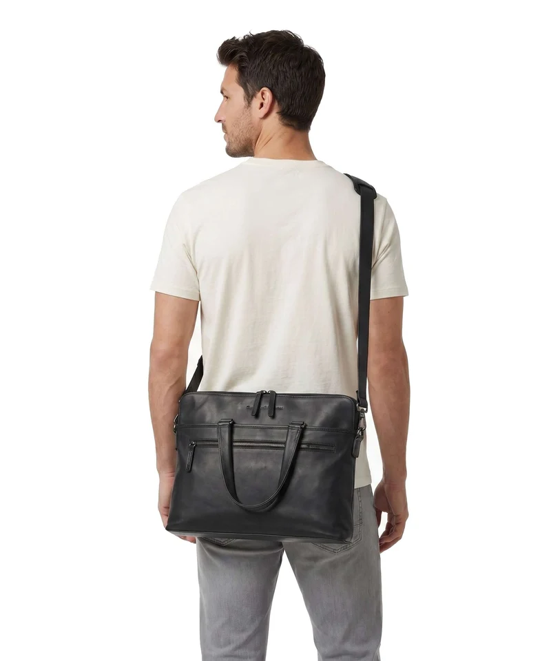The Chesterfield Brand Wax Pull Up Cow Elvas Laptoptasche black
