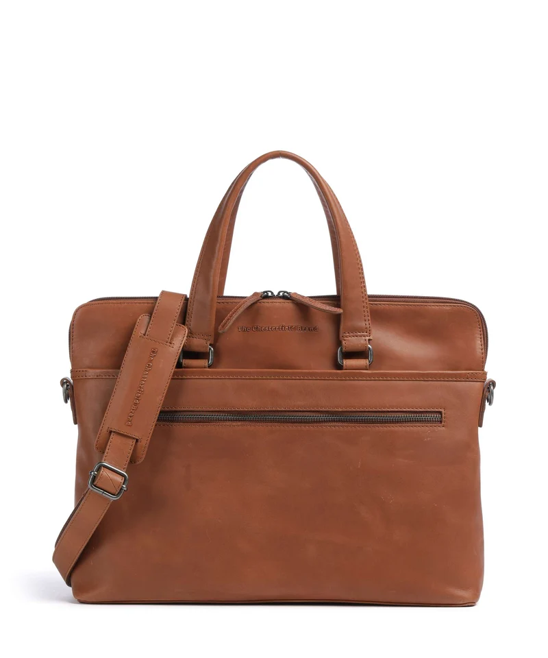 The Chesterfield Brand Wax Pull Up Cow Elvas Laptoptasche cognac