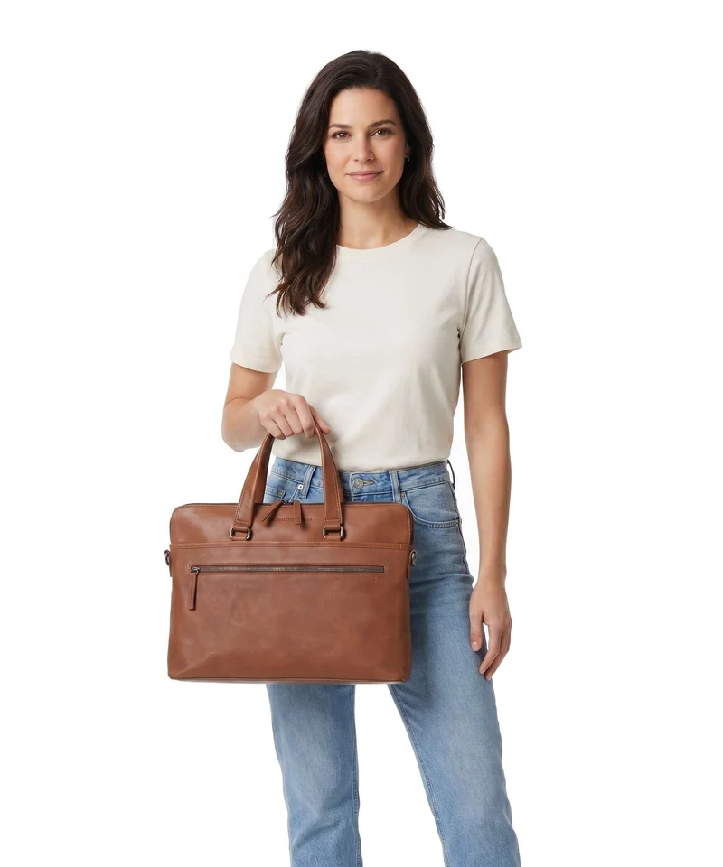 The Chesterfield Brand Wax Pull Up Cow Elvas Laptoptasche cognac