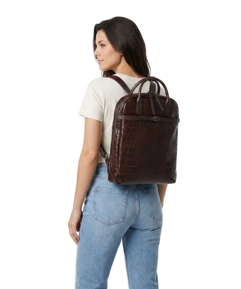 Castelijn & Beerens Croco Emma Rucksack mocca
