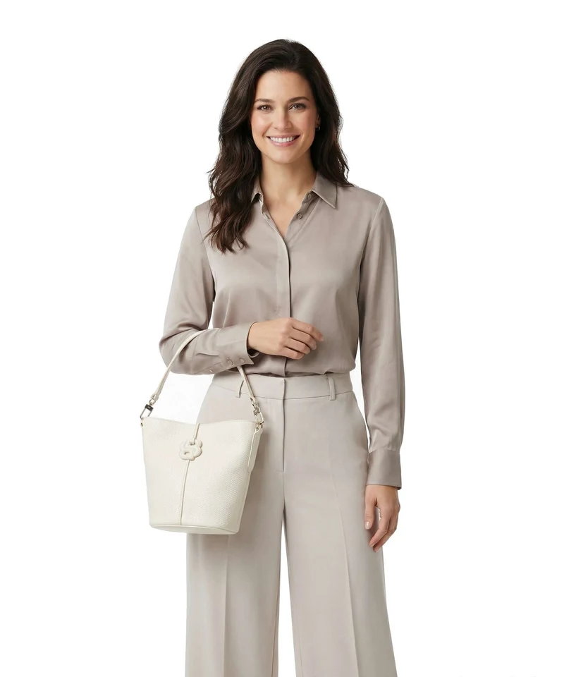 BOSS Anett Bucket Handtasche open white