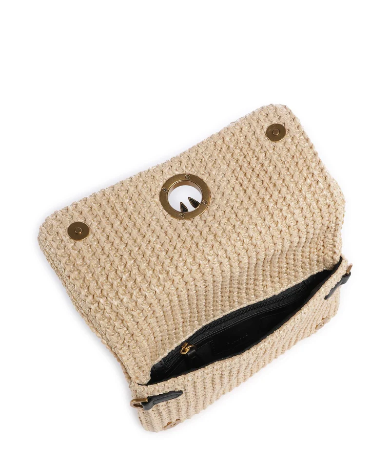 Pinko Love Click Soft Horizontal Mini Umhängetasche rafia/nero/antique gold