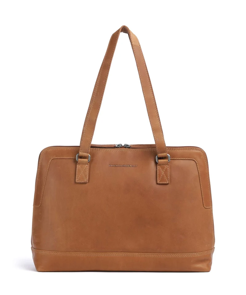 The Chesterfield Brand Wax Pull Up Cow Elvar Schultertasche cognac
