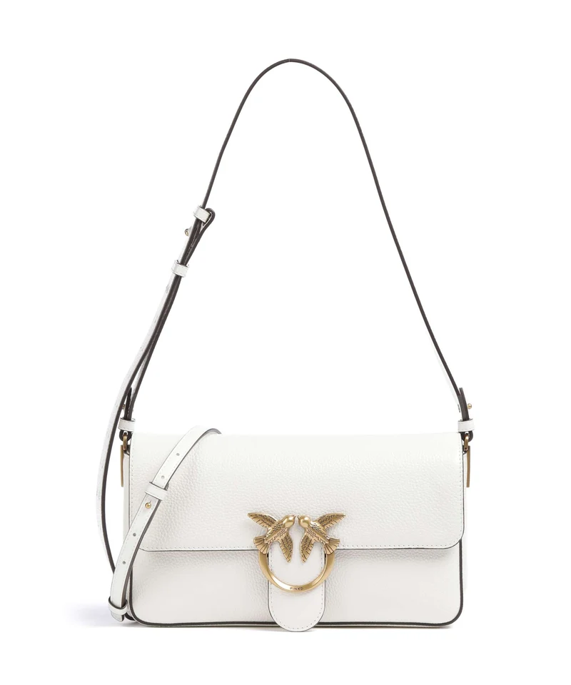 Pinko Love One Classic Slouchy Schultertasche bianco nembo/antique gold