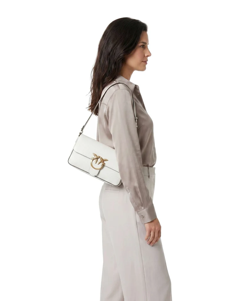 Pinko Love One Classic Slouchy Schultertasche bianco nembo/antique gold