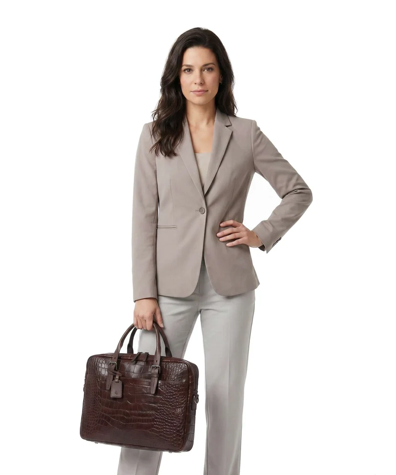 Castelijn & Beerens Croco Jules Aktentasche mocca