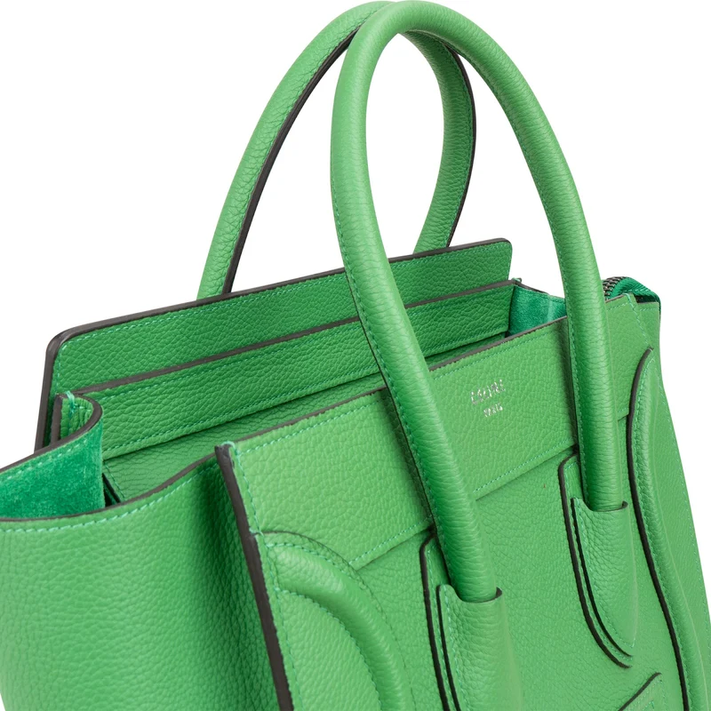 Céline Green Grained Calfskin Luggage Handbag