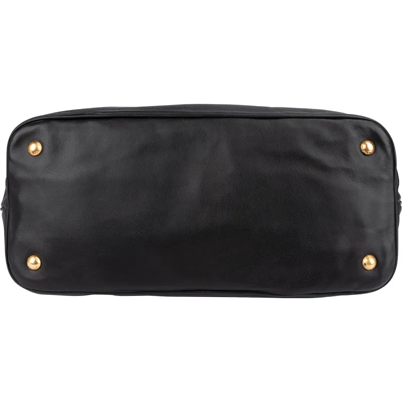 Prada Black Soft Calfskin Buckle Tote Handbag
