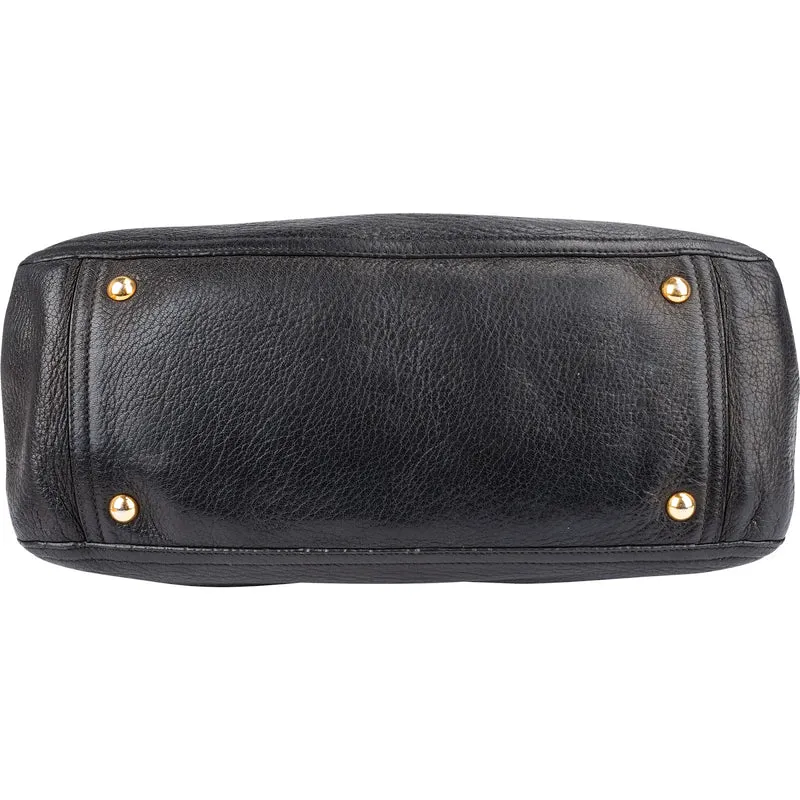 Miu Miu Pebbled Leather Turnlock Satchel Handbag