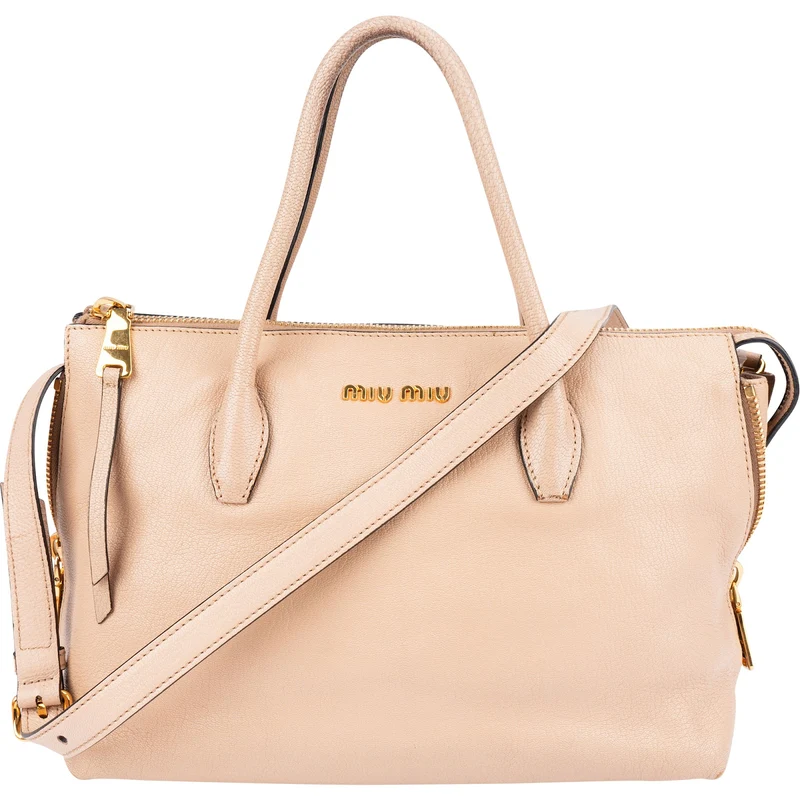 Miu Miu Madras Leather Side Zip Tote Handbag