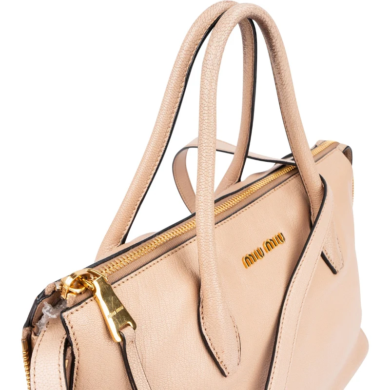 Miu Miu Madras Leather Side Zip Tote Handbag