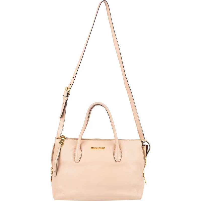 Miu Miu Madras Leather Side Zip Tote Handbag
