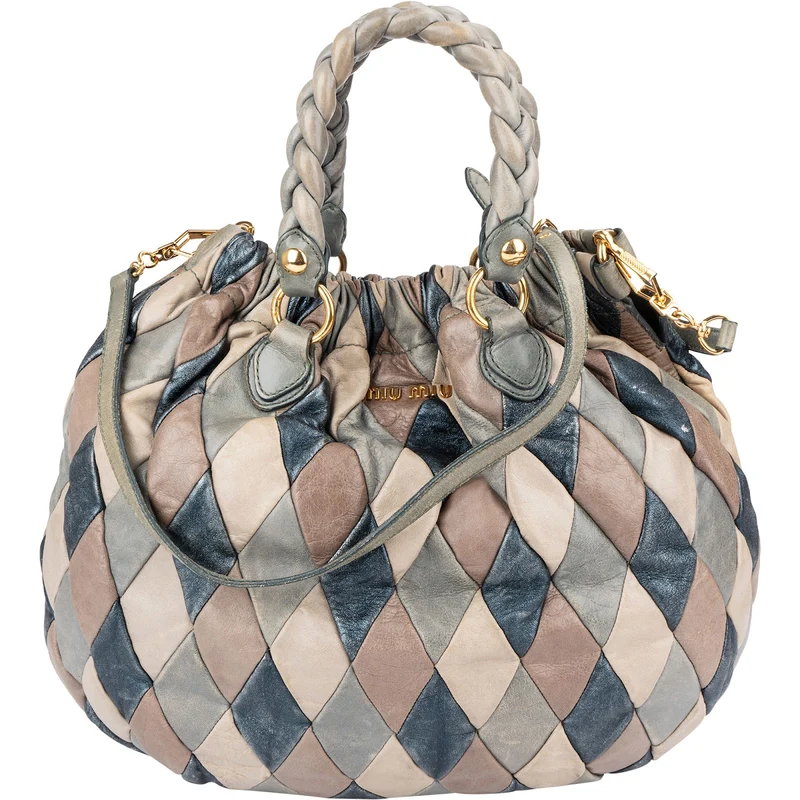Miu Miu Quilted Vitello Lux Leather Multicolor Patch Handbag
