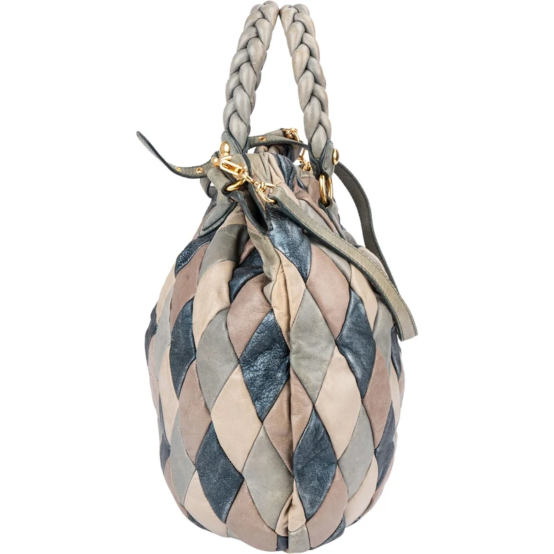 Miu Miu Quilted Vitello Lux Leather Multicolor Patch Handbag