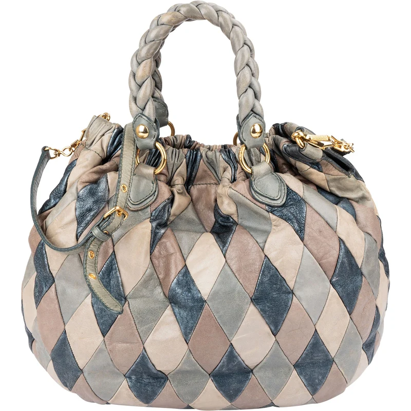 Miu Miu Quilted Vitello Lux Leather Multicolor Patch Handbag