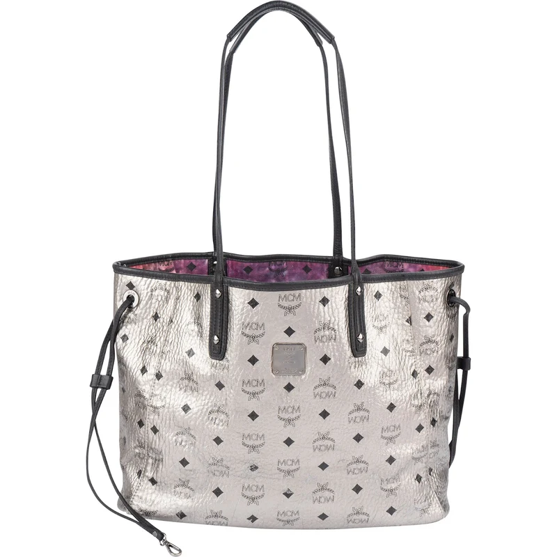 MCM Monogram Visetos Metallic Reversible Liz Shopper Shoulder Bag